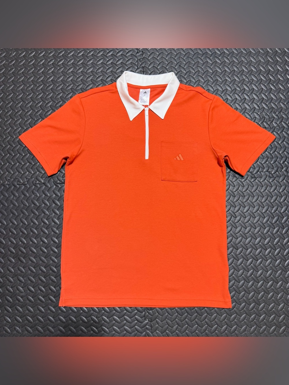 adidas Essentials Quarter 1/4 Zip Polo Shirt Logo Red JM2181 Mens Small NEW